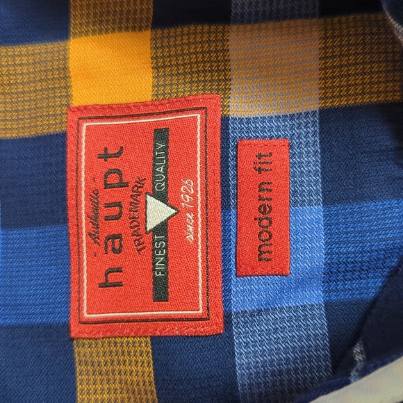 Haupt Germany Button Up Long Sleeve Modern Fit Contemporary Plaid XL (17 1/2) - Picture 2 of 9